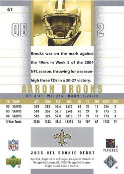 2005 Upper Deck Rookie Debut #61 Aaron Brooks Back