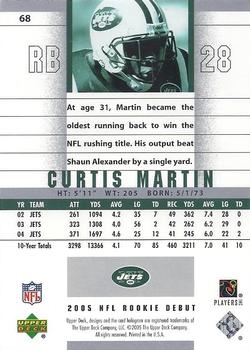 2005 Upper Deck Rookie Debut #68 Curtis Martin Back