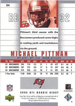 2005 Upper Deck Rookie Debut #94 Michael Pittman Back