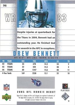 2005 Upper Deck Rookie Debut #96 Drew Bennett Back