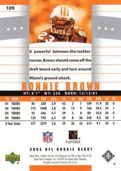 2005 Upper Deck Rookie Debut #109 Ronnie Brown Back