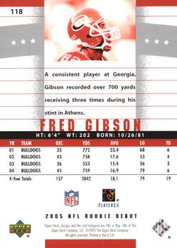 2005 Upper Deck Rookie Debut #118 Fred Gibson Back