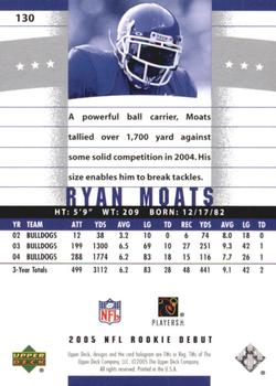 2005 Upper Deck Rookie Debut #130 Ryan Moats Back