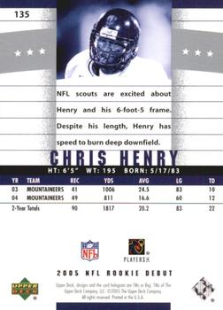 2005 Upper Deck Rookie Debut #135 Chris Henry Back