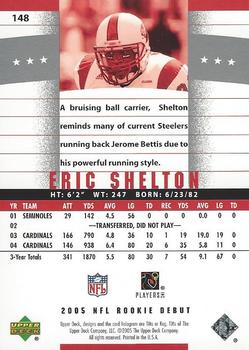 2005 Upper Deck Rookie Debut #148 Eric Shelton Back