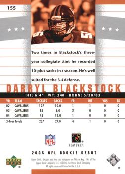 2005 Upper Deck Rookie Debut #155 Darryl Blackstock Back