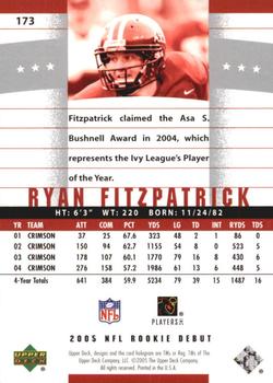 2005 Upper Deck Rookie Debut #173 Ryan Fitzpatrick Back