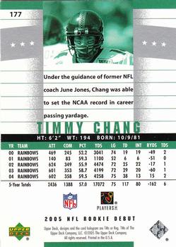 2005 Upper Deck Rookie Debut #177 Timmy Chang Back