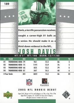 2005 Upper Deck Rookie Debut #189 Josh Davis Back
