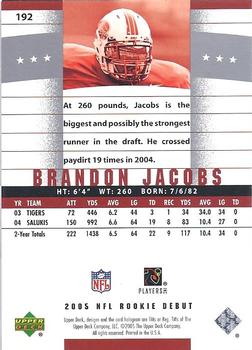 2005 Upper Deck Rookie Debut #192 Brandon Jacobs Back