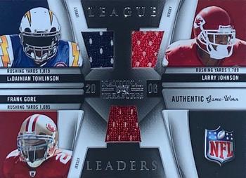 2009 Playoff National Treasures - League Leaders Materials Trios #14 LaDainian Tomlinson / Larry Johnson / Frank Gore Front