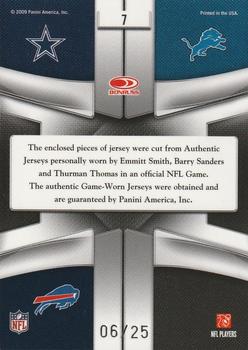 2009 Playoff National Treasures - League Leaders Materials Trios Prime #7 Emmitt Smith / Barry Sanders / Thurman Thomas Back