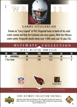 2005 Upper Deck Ultimate Collection #1 Larry Fitzgerald Back
