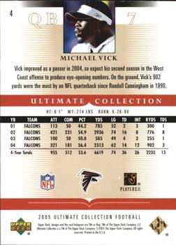 2005 Upper Deck Ultimate Collection #4 Michael Vick Back