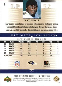 2005 Upper Deck Ultimate Collection #7 Ray Lewis Back