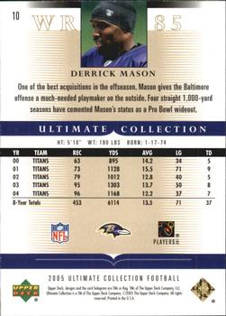 2005 Upper Deck Ultimate Collection #10 Derrick Mason Back