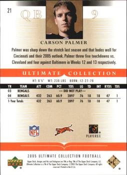 2005 Upper Deck Ultimate Collection #21 Carson Palmer Back