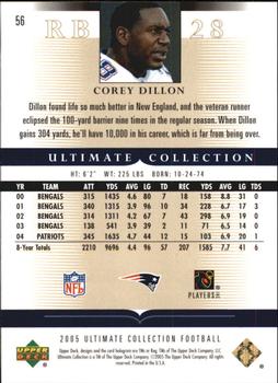 2005 Upper Deck Ultimate Collection #56 Corey Dillon Back
