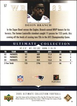 2005 Upper Deck Ultimate Collection #57 Deion Branch Back