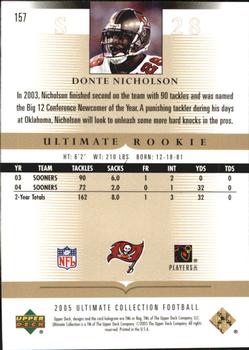 2005 Upper Deck Ultimate Collection #157 Donte Nicholson Back