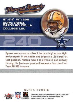 2005 Ultra #240 Marcus Spears Back