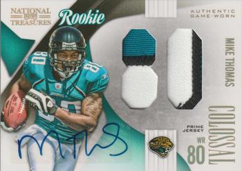2009 Playoff National Treasures - Rookie Colossal Materials Signatures Jersey Numbers Prime #34 Mike Thomas Front