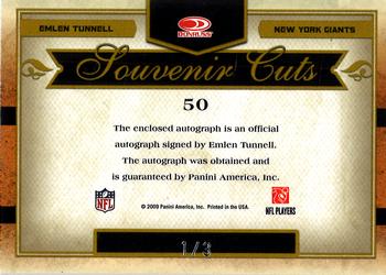2009 Playoff National Treasures - Souvenir Cuts #50 Emlen Tunnell Back