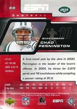 2005 Upper Deck ESPN #68 Chad Pennington Back