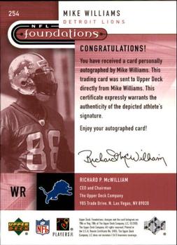 2005 Upper Deck Foundations #254 Mike Williams Back