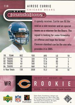 2005 Upper Deck Foundations #118 Airese Currie Back