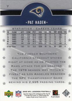 2005 Upper Deck Legends #7 Pat Haden Back
