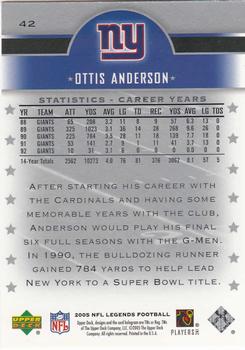 2005 Upper Deck Legends #42 Ottis Anderson Back