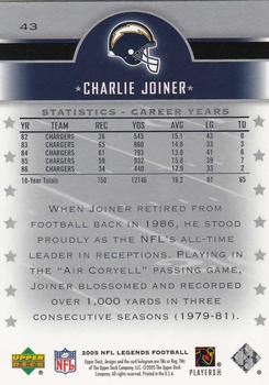 2005 Upper Deck Legends #43 Charlie Joiner Back