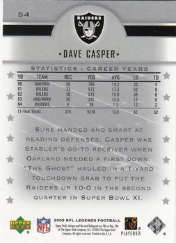 2005 Upper Deck Legends #54 Dave Casper Back