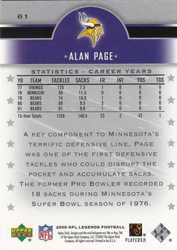 2005 Upper Deck Legends #61 Alan Page Back