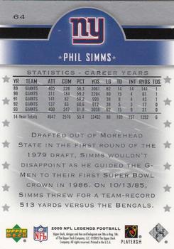 2005 Upper Deck Legends #64 Phil Simms Back