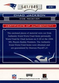 2006 Playoff Absolute Memorabilia #251 Chad Jackson Back