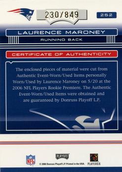 2006 Playoff Absolute Memorabilia #252 Laurence Maroney Back