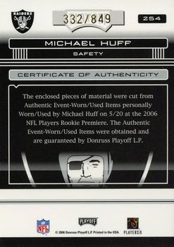 2006 Playoff Absolute Memorabilia #254 Michael Huff Back