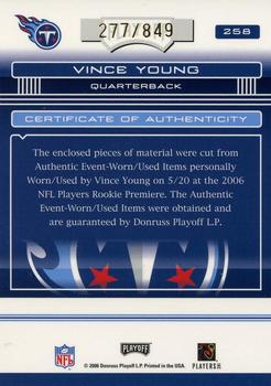 2006 Playoff Absolute Memorabilia #258 Vince Young Back