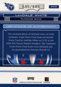 2006 Playoff Absolute Memorabilia #259 LenDale White Back