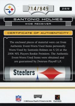2006 Playoff Absolute Memorabilia #269 Santonio Holmes Back