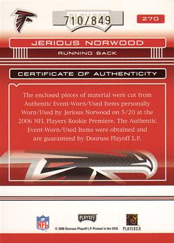 2006 Playoff Absolute Memorabilia #270 Jerious Norwood Back