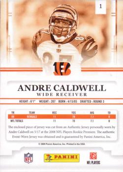 2009 Playoff Prestige - Rookie Review Materials #1 Andre Caldwell Back