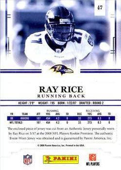 2009 Playoff Prestige - Rookie Review Materials #47 Ray Rice Back