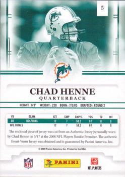 2009 Playoff Prestige - Rookie Review Materials #5 Chad Henne Back