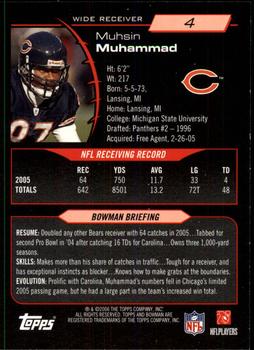 2006 Bowman #4 Muhsin Muhammad Back