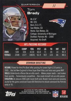 2006 Bowman #11 Tom Brady Back
