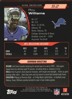 2006 Bowman #52 Roy Williams Back