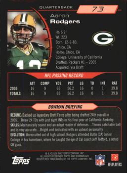 2006 Bowman #73 Aaron Rodgers Back